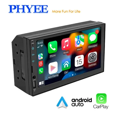 Car Radio with 7 inch Touch Screen, Apple Carplay, Android-Auto, Bluetooth Handsfree, USB TF Aux, 2 Din MP5 Player Head Unit FX2