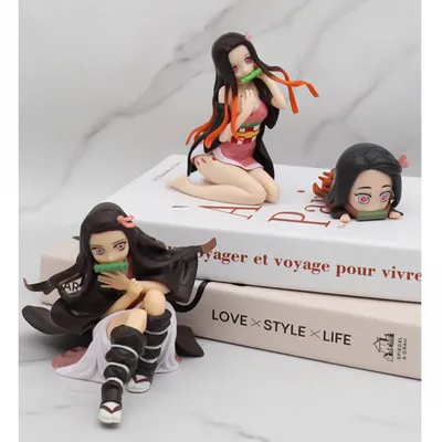 Anime Demon Slayer Figure Kamado Tanjirou Kamado Nezuko PVC Action Figure Kneeling Standing Sitting