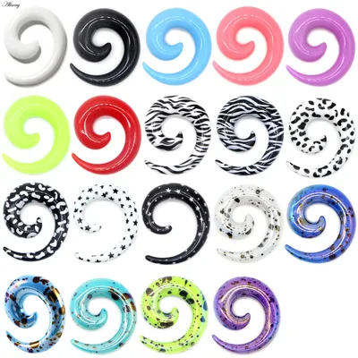 Alisouy 2pcs 1.2-20mm Acrylic Spiral Ear Gauges Fake Ear Tapers Stretching Plugs Tunnel Expanders