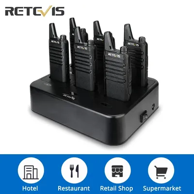 Retevis RT622 Walkie Talkie 6 Pcs Restaurant Professional Radios PMR Mini Walkie Talkie Kit