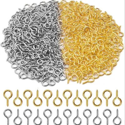 200pc Small Tiny Mini Eye Pins Eyepins Hooks Eyelets Screw Threaded Gold Silver Clasps Hooks Jewelry