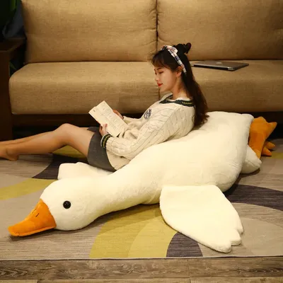 50-130cm Huge Size Lying Duck Plush Toys Kawaii Animal Goose Mat Pillow Stuffed Soft Cushion for