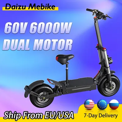 135KM Distance Electric Scooter 6000W 60V 13inch Tire Fast Speed 100km/h Power Motor Scooter for