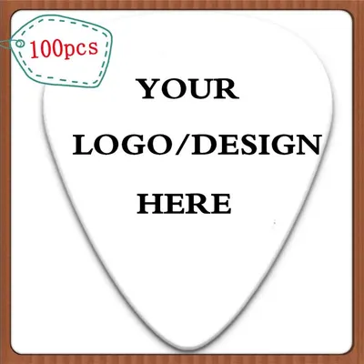 100pcs Personalized Custom on White Celluloid Guitar Picks Make Your Own Logo & Design Double Side
