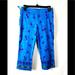 Ralph Lauren Pants & Jumpsuits | Lauren Ralph Lauren Flowers Print Stretch Waist 30”Capri 20”Inseam Sz 4 Blue | Color: Blue | Size: 4