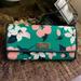 Kate Spade Bags | Authentic Kate Spade Leather/Canvas Floral Bifold Large Wallet | Color: Blue/Green | Size: 4"H X 8"W X 1.1"D