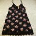 American Eagle Outfitters Dresses | American Eagle Black With Pink Floral And Lace Trim Detail Slip Dress Size Small | Color: Black/Pink | Size: S