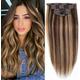 22inch Clip in Hair Extensions Real Human Hair 8pcs 100g Full Head-Silky Straight Double Weft 100% Remy Human Hair Highlighted Luxury Lace Weft Clip in Human Hair Extensions(22 Inch-100g, P4/27)