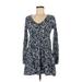 Hollister Casual Dress - A-Line: Blue Floral Dresses - Women's Size X-Small