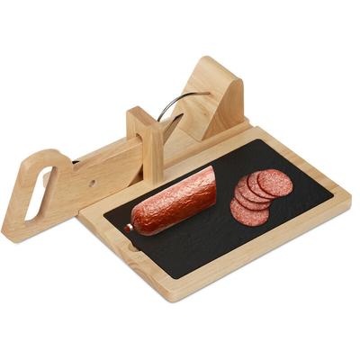 Trancheuse saucisson, en bois, guillotine pour salami, jambon et fromage, planche à découper,