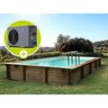 Piscine bois en kit rectangle Tampa - 7.20 x 4.20 x 1.44 + Pompe à chaleur - Puissance 6.1 kW