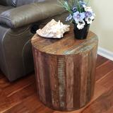 Reclaimed Wood round Cylindrical shaped 18 inch Side table, Accent Table, End Table or Plant Stand.
