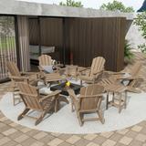 Polytrends Laguna All Weather Poly Outdoor Adirondack Patio Conversation Set - Foldable (12-Piece)