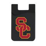 Black USC Trojans Logo Top Loading Faux Leather Phone Wallet Sleeve