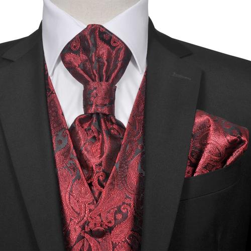 vidaXL Hochzeitswesten-Set Herren Paisley Größe 54 Burgunderrot