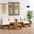 vidaXL 7-tlg. Garten-Lounge-Set mit Auflagen Creme Massivholz Akazie