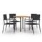 vidaXL 5-tlg. Garten-Essgruppe Poly Rattan Schwarz