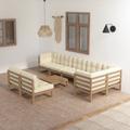 vidaXL 9-tlg. Garten-Lounge-Set mit Kissen Massivholz Kiefer