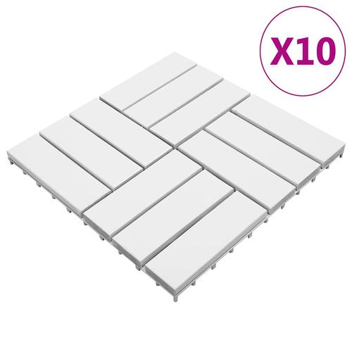 vidaXL Terrassenfliesen 10 Stk. Weiß 30×30 cm Massivholz Akazie