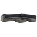 vidaXL 7-tlg. Garten-Lounge-Set mit Auflagen Poly Rattan Grau