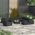 vidaXL 12-tlg. Garten-Lounge-Set mit Auflagen Poly Rattan Schwarz