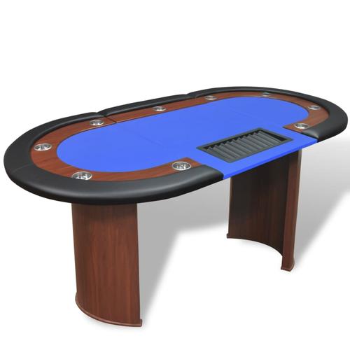 """vidaXL Pokertisch für 10 Spieler mit Dealerbereich und Chipablage Blau"""