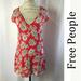 Free People Dresses | Free People Red Floral Cocktail Mini Dress Size Xs | Color: Red/White | Size: Xs