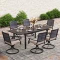 Lark Manor™ Argyri 7 Pcs Outdoor Patio Dining Set w/ Swivel Chairs & Extendable Table Metal | 29.5 W x 37.4 D in | Wayfair