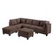 Brown Sectional - Latitude Run® 116" Wide Reversible Modular Corner Sectional w/ Ottoman Linen | 35 H x 116 W x 90 D in | Wayfair