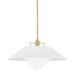 Troy Lighting Otto 1 - Light Shaded Drum Pendant Fabric in White/Yellow | 14.5 H x 28 W x 28 D in | Wayfair F8428-PBR