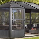 Sojag Charleston Wall Solarium 10 Ft. W x 10 Ft. D Metal Patio Gazebo Aluminum/Metal in Black/Gray | 121.63 W in | Wayfair 440-9164985