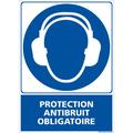 Signaletique.biz France - Panneau Port du casque anti-bruit obligatoire Picto + Texte. Obligation