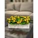 Freeport Park® Kalanchoe Arrangement in Fiberstone Planter Polysilk in Orange/Yellow | 9.5 H x 18 W x 9.5 D in | Wayfair