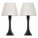 Latitude Run® Set Of 2 Bedside Counter Lamps White Fabric Shade Base Table Lamp Modern Style Metal in Black | 7 H x 17 W x 13 D in | Wayfair