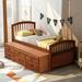 Modern Pine Wood Twin Size Platform Bed with 6 Drawers, Vertical Wooden Slats Headboard & Footboard and 10 Slats to Support