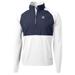 Men's Cutter & Buck White/Navy Georgetown Hoyas Adapt Eco Knit Hybrid Recycled Quarter-Zip Pullover Top