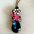 J. Crew Jewelry | Jcrew Jeweled Floral Pendant With Size Adjust Chain, Gorgeous Deep Blue & Pink | Color: Blue/Pink | Size: Os