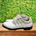 Adidas Shoes | Adidas Mens 2004 Spiked White Beige Leather Lace Up Golf Shoe Us Size 8.5m | Color: Cream/White | Size: 8.5