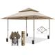 EAGLE PEAK 4x4m Pavillon Klappbar Wasserdicht Pop Up Pavillon Faltbar Doppel - Spitze Faltpavillon für Garten Party Hochzeit Picknick und Festival, inkl. mit Tragetasche mit Rollen (Beige)