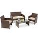 Red Barrel Studio® Wicker/Rattan 4 - Person Seating Group w/ Cushions Synthetic Wicker/All - Weather Wicker/Wicker/Rattan in Brown | Outdoor Furniture | Wayfair