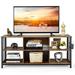 Costway Mid-Century Wooden TV Stand with Storage Basket for TVs up to 65 Inch-Rustic Brown