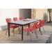 Fineline Clip Solid Eucalyptus Wood and Rope 7 Piece Outdoor Patio Dining Set with Super Stone Top