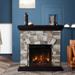 36'' Electric Fireplace with stone mantel - L X D X H(Inch):36*11.53*35.67