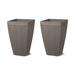Glitzhome 22.75"H Set of 2 Oversized Eco-Friendly PE Tapered Tall Fluted Pot Planter