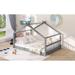 Playhouse Design Full Size Pine Platform Bed, House Bed with Roof, No Box Spring Needed