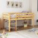Modern Style Solid Pine Wood Twin Size Low Loft Bed with Ladder and Guardrails