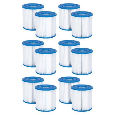 Summer Waves P57100402 Replacement Type I Pool & Spa Filter Cartridge (12 Pack) - 0.75