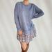 Free People Tops | Free People Tunic Dress Sweater With Floral Lace Hem In Blue White | Color: Blue/White | Size: Xs