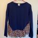 Anthropologie Tops | Anthropologie Sweatshirt Size S Navy With Flannel Bottom | Color: Blue/Red | Size: S