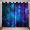 Galaxy Outer Space Curtains for Bedroom Living Room Starry Nebula Curtains Universe Galaxy Windows Drapes Astronomy Astrology Curtains for Kids Boys Girls Adults,W66*L90